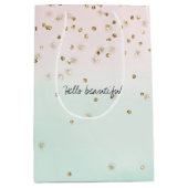 Girly Glam Blush Pink Mint Gold Sparkle Confetti Medium Cadeauzakje (Voorkant)
