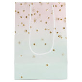 Girly Glam Blush Pink Mint Gold Sparkle Confetti Medium Cadeauzakje (Achterkant)