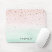 Girly Glam Blush Pink Mint Gold Sparkle Confetti Muismat (Met muis)