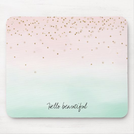 Girly Glam Blush Pink Mint Gold Sparkle Confetti Muismat (Voorkant)
