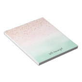 Girly Glam Blush Pink Mint Gold Sparkle Confetti Notitieblok (Schuin)