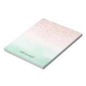 Girly Glam Blush Pink Mint Gold Sparkle Confetti Notitieblok (Linkerzijde)