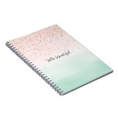 Girly Glam Blush Pink Mint Gold Sparkle Confetti Notitieboek (Rechterzijde)