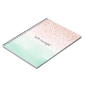 Girly Glam Blush Pink Mint Gold Sparkle Confetti Notitieboek (Linkerzijde)