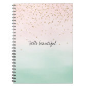 Girly Glam Blush Pink Mint Gold Sparkle Confetti Notitieboek (Voorkant)