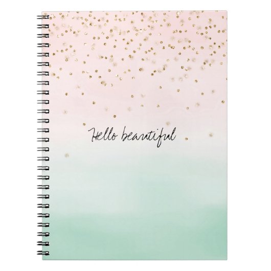 Girly Glam Blush Pink Mint Gold Sparkle Confetti Notitieboek (Voorkant)