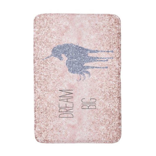 Girly Glam Blush Pink Paars Unicorn Glitter Badmat (Voorkant Verticaal)