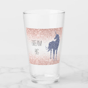 Girly Glam Blush Pink Paars Unicorn Glitter Glas