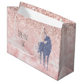 Girly Glam Blush Pink Paars Unicorn Glitter Groot Cadeauzakje (Voorkant Gekanteld)