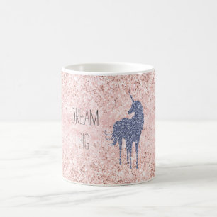 Girly Glam Blush Pink Paars Unicorn Glitter Koffiemok