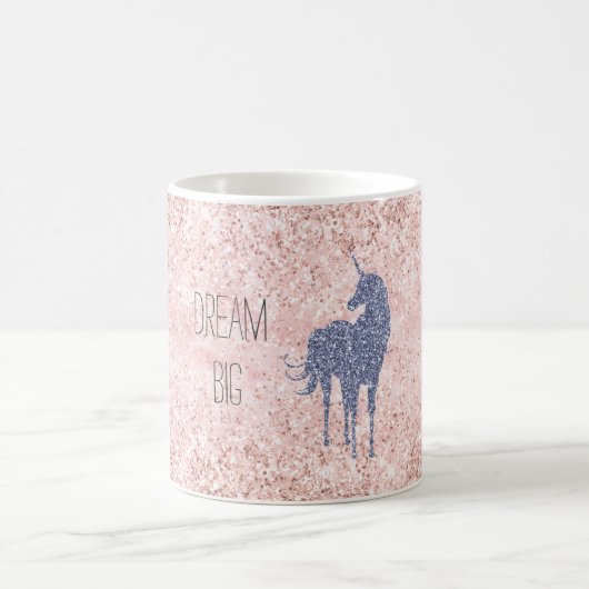 Girly Glam Blush Pink Paars Unicorn Glitter Koffiemok (Center)
