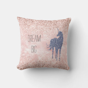 Girly Glam Blush Pink Paars Unicorn Glitter Kussen