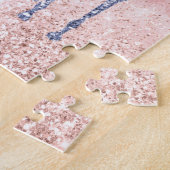 Girly Glam Blush Pink Paars Unicorn Glitter Legpuzzel (Zijkant)