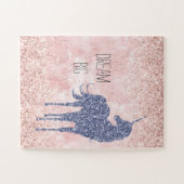 Girly Glam Blush Pink Paars Unicorn Glitter Legpuzzel (Horizontaal)