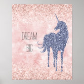 Girly Glam Blush Pink Paars Unicorn Glitter Poster (Voorkant)