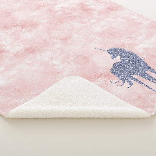 Girly Glam Blush Pink Paars Unicorn Glitter Sherpa Deken (3/4)