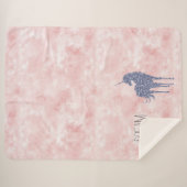 Girly Glam Blush Pink Paars Unicorn Glitter Sherpa Deken (Voorkant (horizontaal))