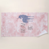 Girly Glam Blush Pink Paars Unicorn Glitter Strandlaken (Voorkant)