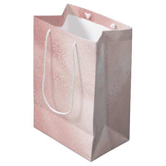 Girly Glam Blush Roze Bruiloftsfeest Medium Cadeauzakje (Voorkant Gekanteld)