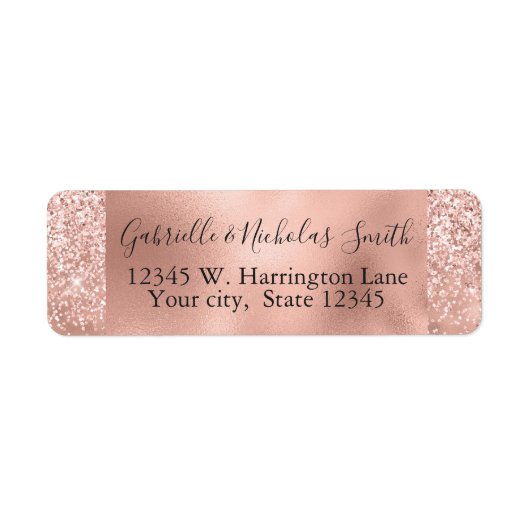 Girly Glam Blush Roze Glitter Glitter Etiket (Voorkant)