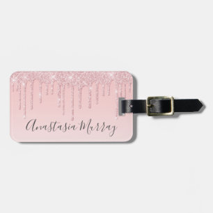 Girly Glam Blush Roze Rose Gold Glitter Drivers Na Bagagelabel
