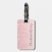 Girly Glam Blush Roze Rose Gold Glitter Drivers Na Bagagelabel (Achterkant verticaal)