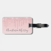 Girly Glam Blush Roze Rose Gold Glitter Drivers Na Bagagelabel (Achterkant horizontaal)