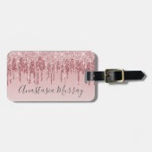 Girly Glam Blush Roze Rose Gold Glitter Drivers Na Bagagelabel (Voorkant horizontaal)