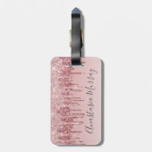 Girly Glam Blush Roze Rose Gold Glitter Drivers Na Bagagelabel (Achterkant verticaal)