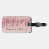 Girly Glam Blush Roze Rose Gold Glitter Drivers Na Bagagelabel (Achterkant horizontaal)