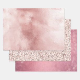 Girly Glam Blush Roze Verjaardag Inpakpapier Vel