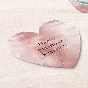 Girly Glam Blush Roze Verjaardag Kartonnen Onderzetters