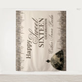 Girly Glam Brown Sparkly Drips Sweet 16 Birthday Wandkleed (Voorkant)