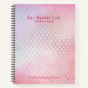 Girly Glam BUCKET LIST Pink Glitter Custom Notitieboek