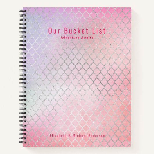 Girly Glam BUCKET LIST Pink Glitter Custom Notitieboek (Voorkant)