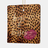 Girly Glam Cheetah Leopard Knuffels & Kisses Lippe Keramisch Ornament (Links)