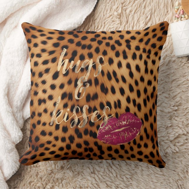 Girly Glam Cheetah Leopard Knuffels & Kisses Lippe Kussen (Deken)