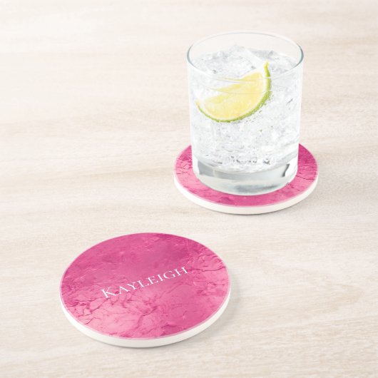 Girly Glam Chic Roze Verjaardag Zandsteen Onderzetter (Zijkant)
