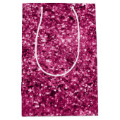 Girly Glam Fuchsia Roze Glitter Medium Cadeauzakje (Voorkant)