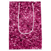 Girly Glam Fuchsia Roze Glitter Medium Cadeauzakje (Achterkant)