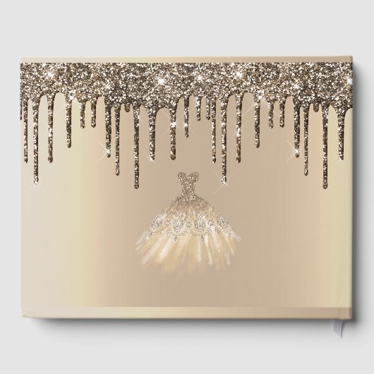 Girly Glam Glitter Drips Spark Sweet 16 Birthday Gastenboek (Achterkant)