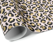 Girly Glam Gold Blush Leopard Print Cadeaupapier (Rol Hoek)