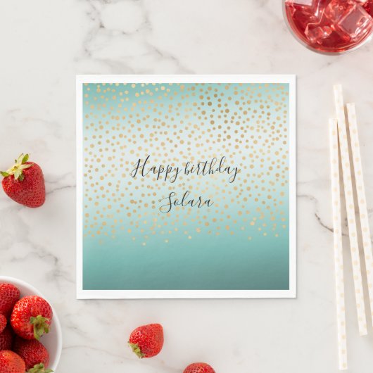 Girly Glam Gold Confetti Mint Ombre Servet (Insitu)
