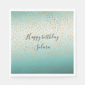 Girly Glam Gold Confetti Mint Ombre Servet (Voorkant)