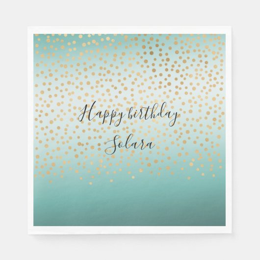 Girly Glam Gold Confetti Mint Ombre Servet (Voorkant)