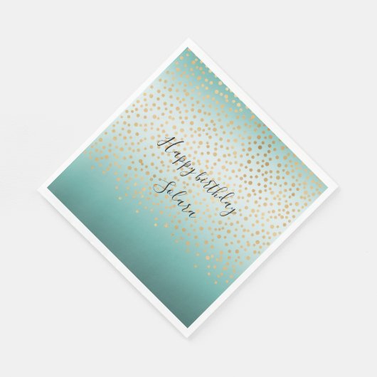 Girly Glam Gold Confetti Mint Ombre Servet (Hoek)