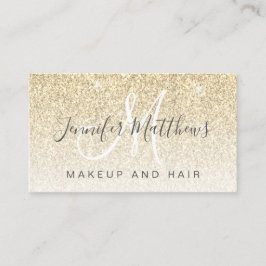 Girly Glam Gold Glitter Makeup Artist Hair Salon Visitekaartje