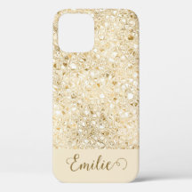 Girly Glam Gold Glitter Monogram Naam Script Hoesj