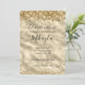 Girly Glam Gold Glitter Sparkle Confetti Kaart (Staand voorkant)