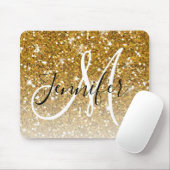 Girly Glam Gold Glitter Sparkles Monogram Muismat (Met muis)